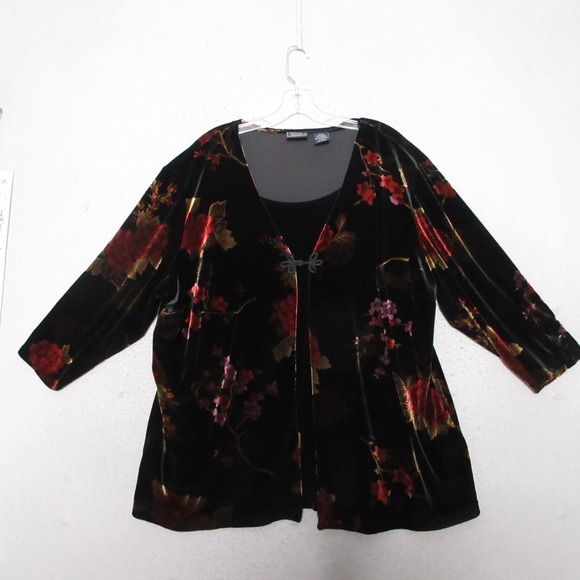 Laura Scott Tops - Laura Scott Top Plus 16 18 Dark Floral Velvet Whimsigoth Grunge Y2K Vintage Vamp